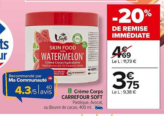 Crème Corps CARREFOUR SOFT