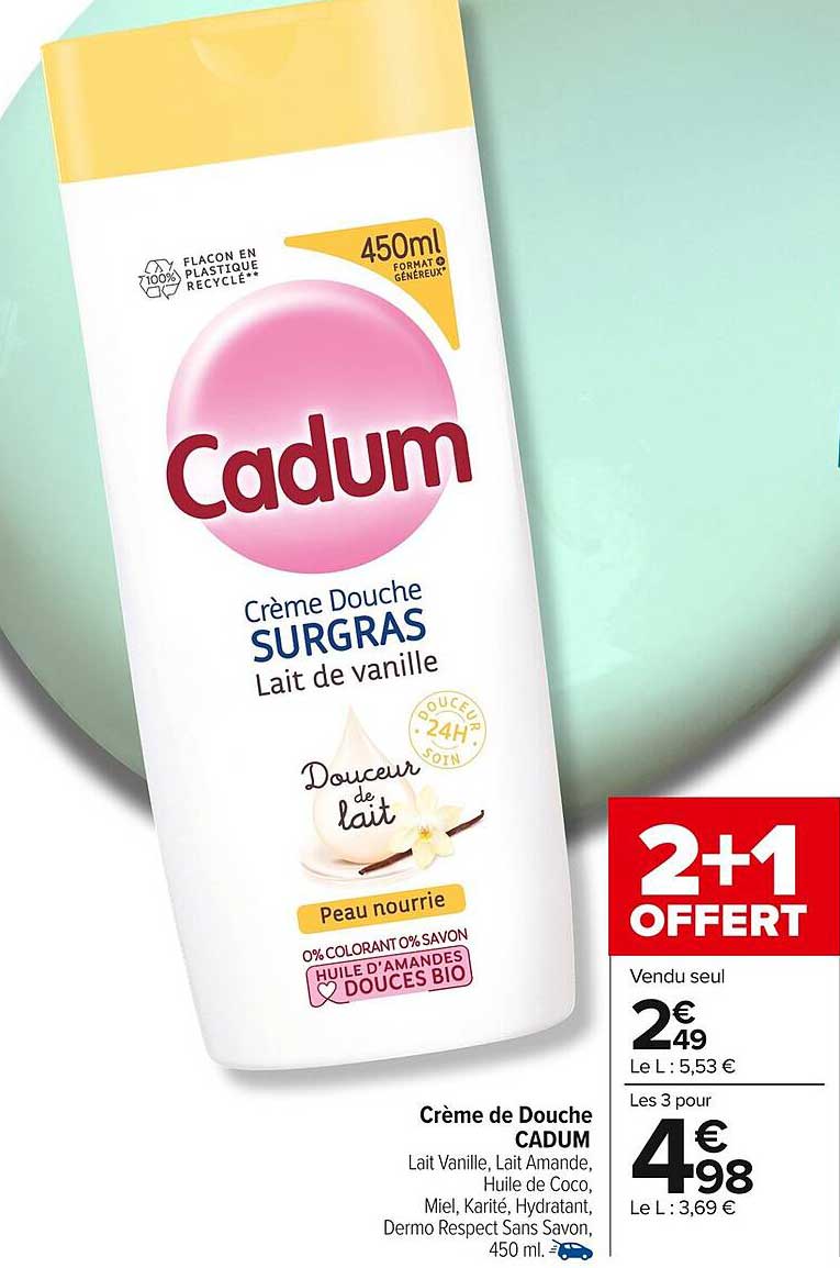 Crème de Douche CADUM Lait de vanille