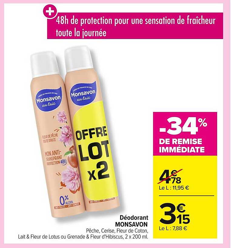 Déodorant MONSAVON - Offre Lot x2