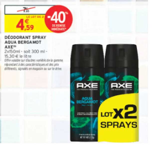 DÉODORANT SPRAY AQUA BERGAMOT AXE