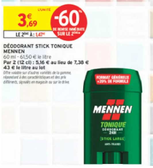 DÉODORANT STICK TONIQUE MENNEN