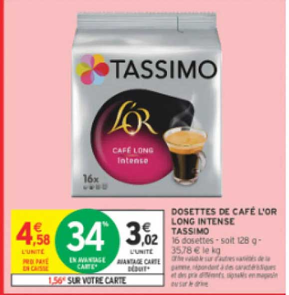 DOSSETTES DE CAFÉ L'OR LONG INTENSE TASSIMO
