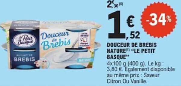 Douceur de Brebis Nature 4x100 g "Le Petit Basque"