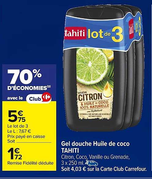 Gel douche Huile de coco TAHITI - Lot de 3