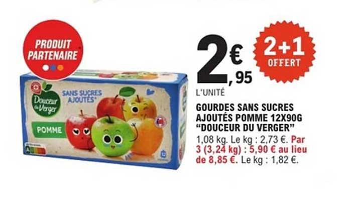 Gourdes sans sucres ajoutés Pomme 12x90g "Douceur du Verger"