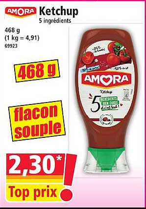 Ketchup 5 ingrédients Amora 468 g
