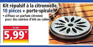 Kit répulsif à la citronnelle, 10 pièces + porte-spirale