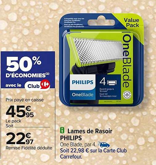 Lames de Rasoir PHILIPS One Blade, par 4