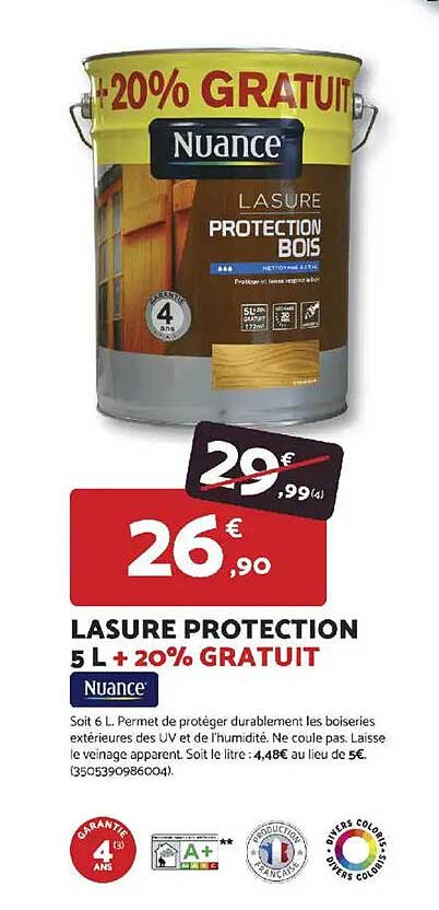 LASURE PROTECTION 5 L + 20% GRATUIT