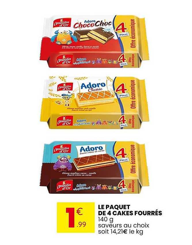 LE PAQUET DE 4 CAKES FOURRÉS