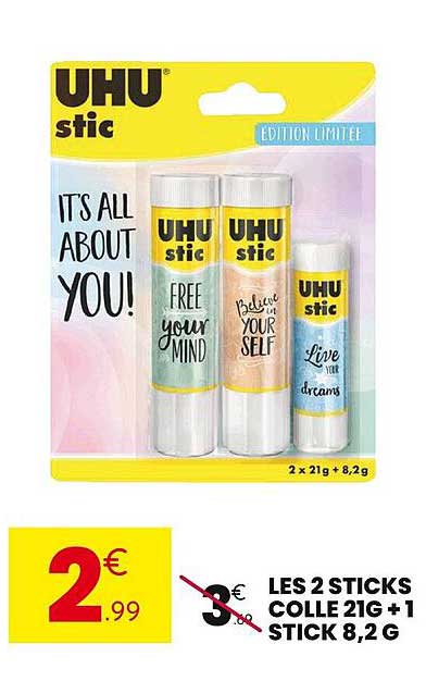 LES 2 STICKS COLLE 21G + 1 STICK 8,2G