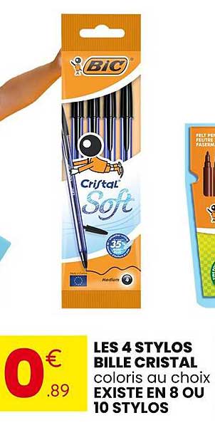 LES 4 STYLOS BILLE CRISTAL coloris au choix