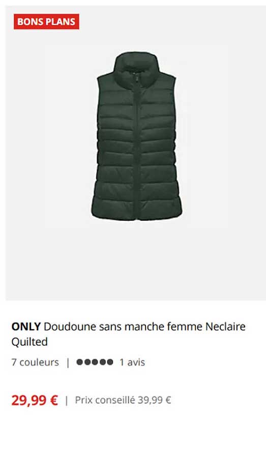 ONLY Doudoune sans manche femme Neclaire Quilted