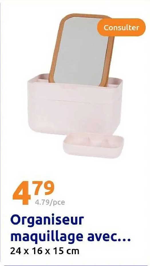 Organiseur maquillage avec miroir