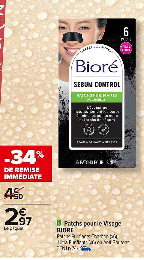 Patchs Purifiants Charbon Bioré (6 patches)