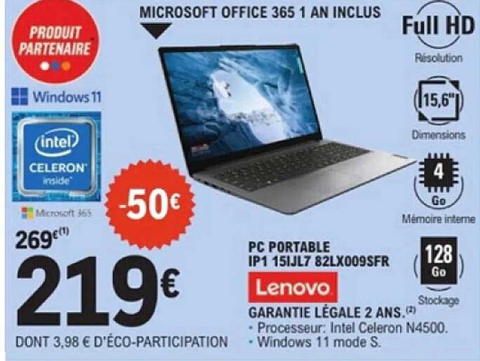 PC PORTABLE IP1 15IJL7 82LX009SFR