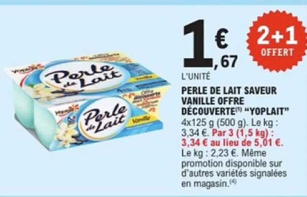 PERLE DE LAIT SAVEUR VANILLE OFFRE DÉCOUVERTE"YOPLAIT"