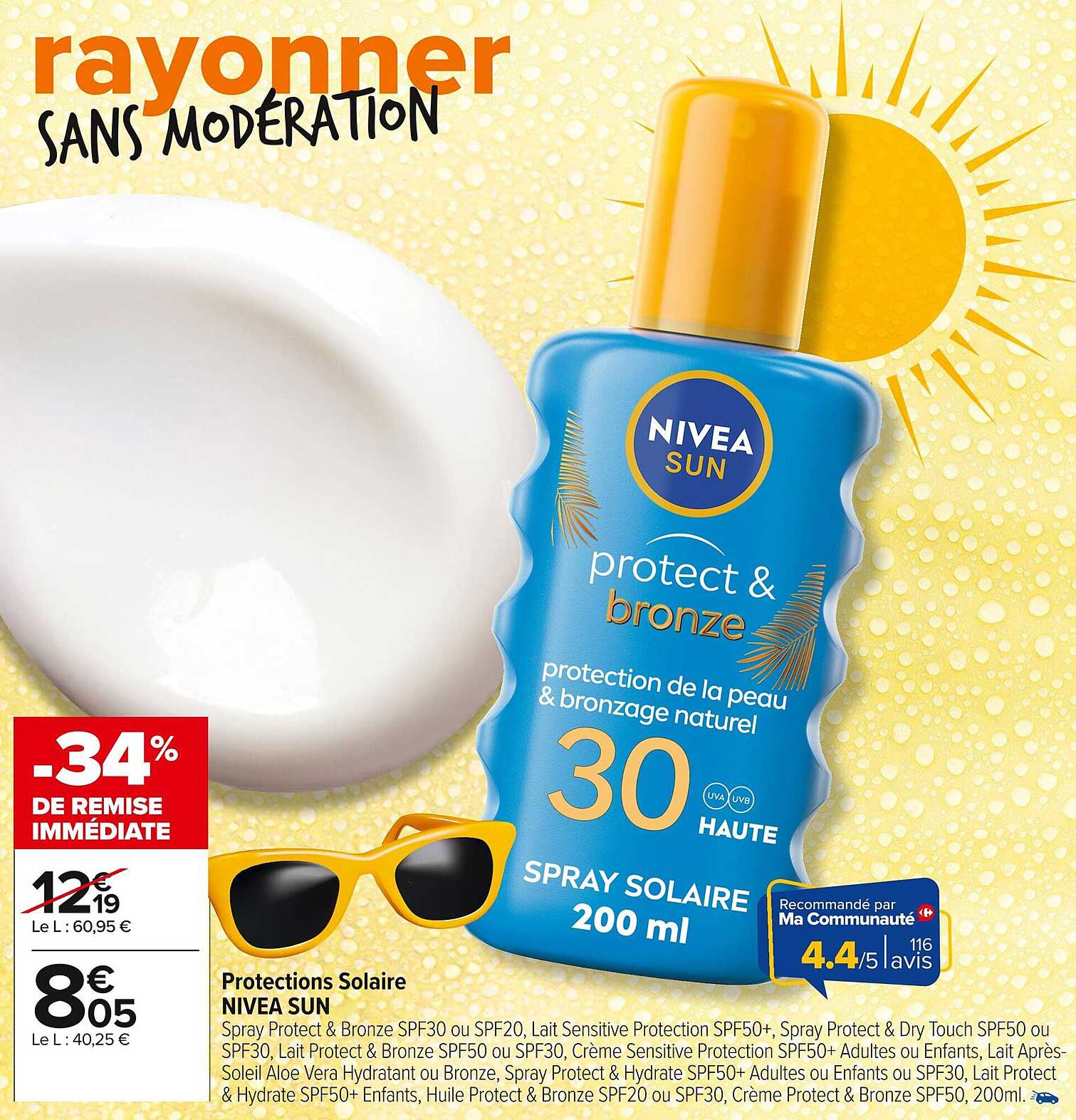 Protection Solaire NIVEA SUN - Spray Protect & Bronze SPF30 200 ml