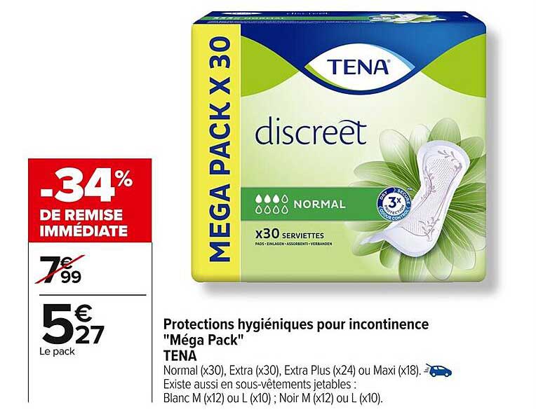Protections hygiéniques pour incontinence "Mégapack" TENA