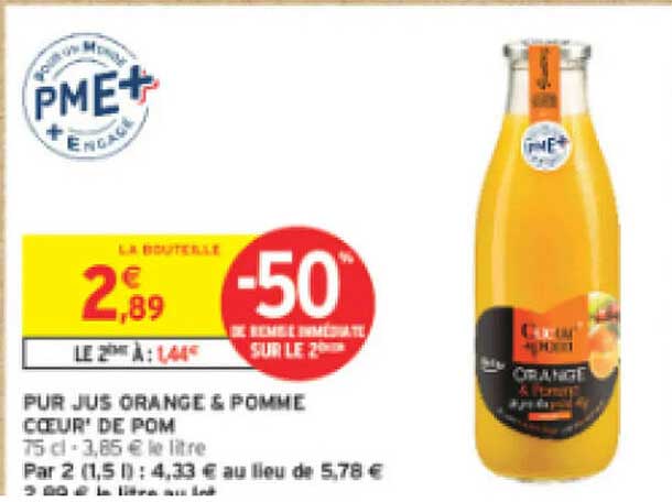 PUR JUS ORANGE & POMME COEUR' DE POM
