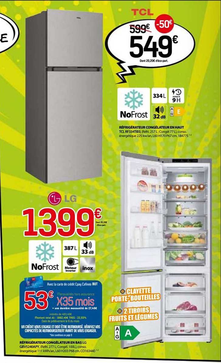 Réfrigérateur Congélateur en Haut TCL RF33411E0 à 549€ au lieu de 599€