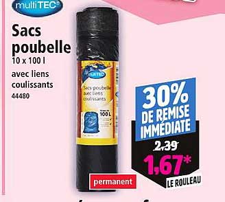 Sacs poubelle 10 x 100 l avec liens coulissants