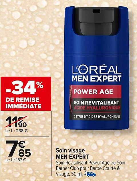 Soin Revitalisant Power Age ou Soin Barber Club pour Barbe Courte & Visage, 50 ml