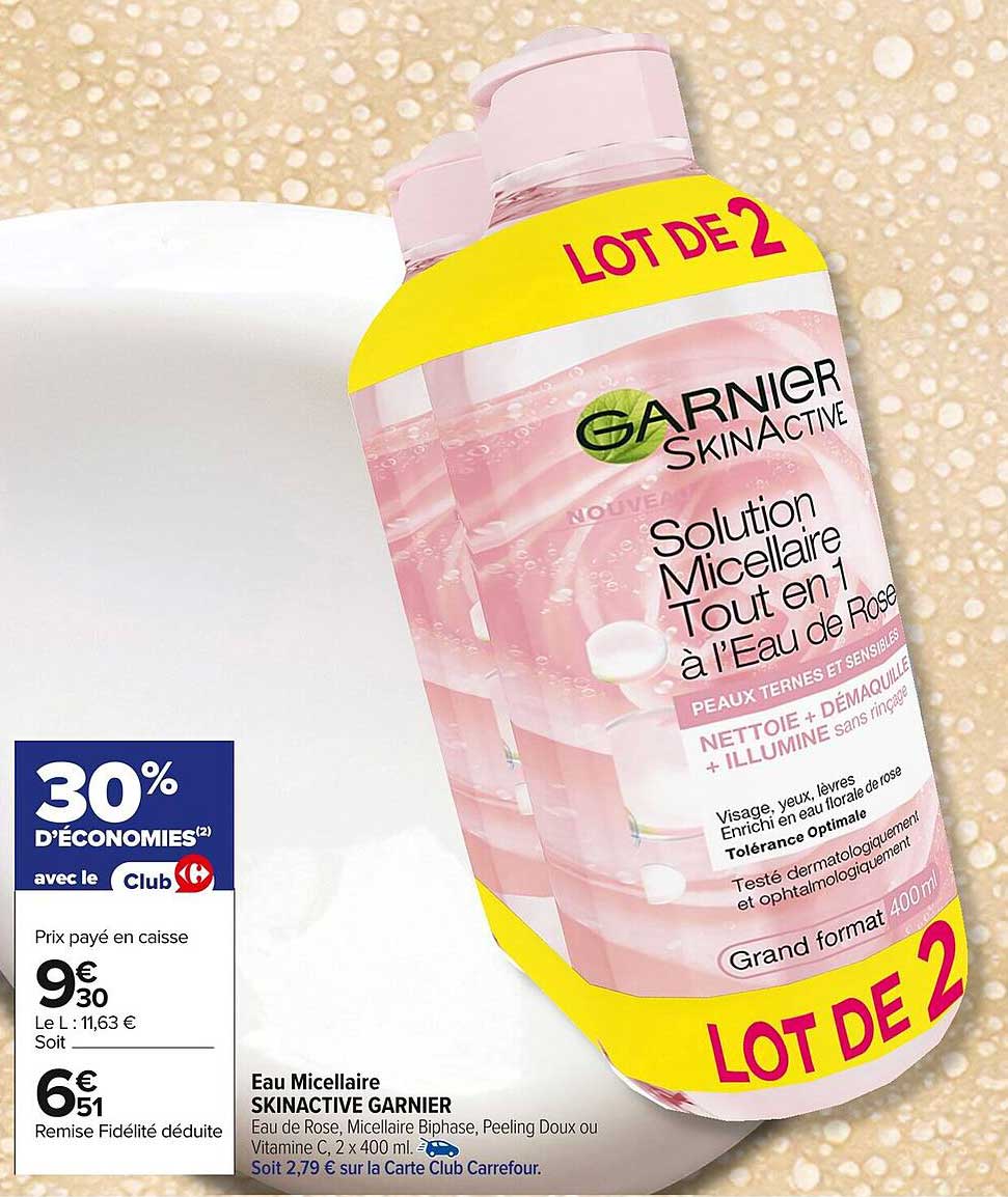 Solution Micellaire Tout en 1 à l'Eau de Rose - Lot de 2