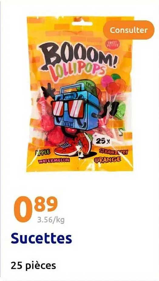 Sucettes BOOOM! LOLLIPOPS - 25 pièces