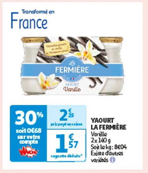 YAOURT LA FERMIÈRE Vanille 2x140g