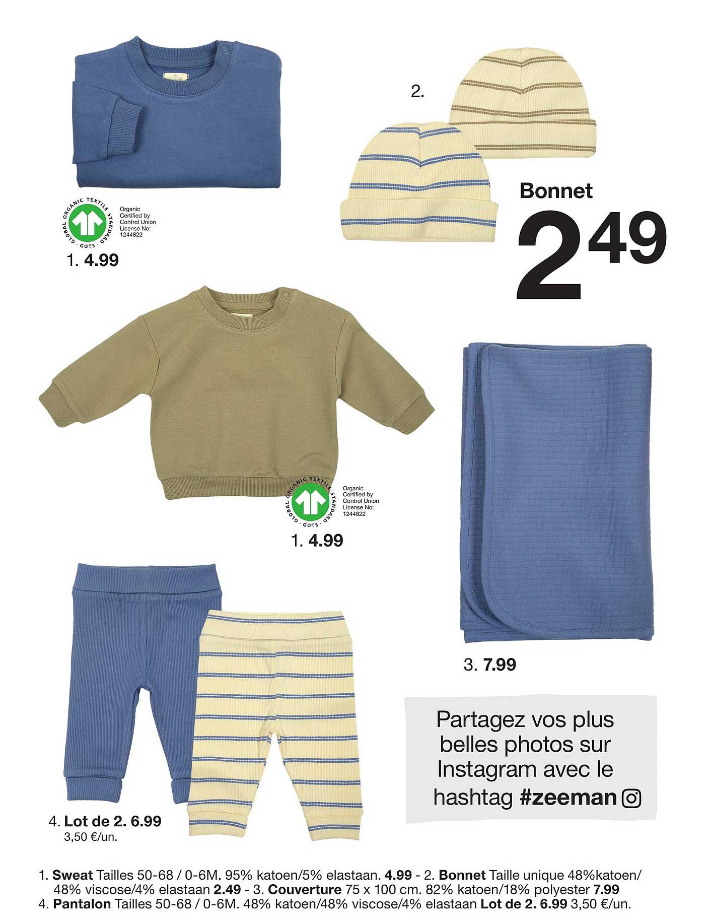 Bonnet Taille unique 48% coton/48% viscose/4% élasthanne 2.49