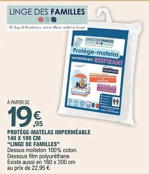 PROTÈGE-MATELAS IMPERMÉABLE 140 X 190 CM "LINGE DE FAMILLES"