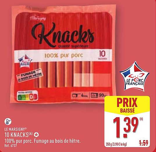 10 KNAKS 100% PUR PORC. FUMAGE AU BOIS DE HÊTRE.