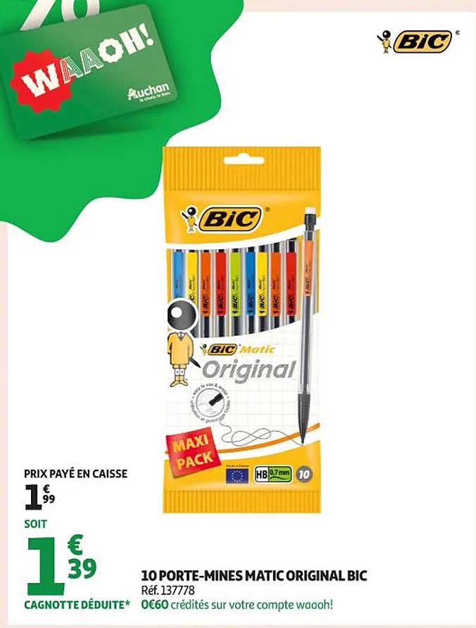 10 PORTE-MINES MATIC ORIGINAL BIC