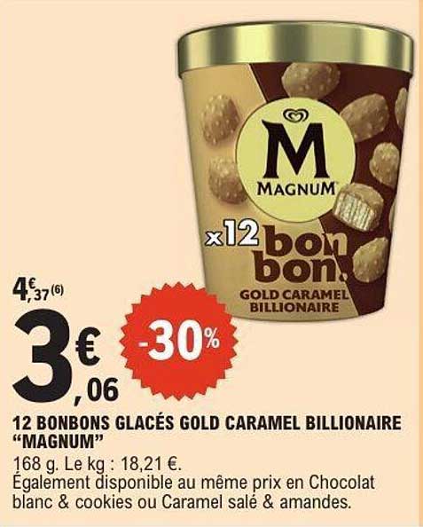 12 BONBONS GLACÉS GOLD CARAMEL BILLIONAIRE “MAGNUM”
