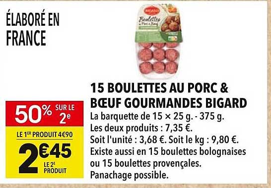 15 BOULETTES AU PORC & BŒUF GOURMANDES BIGARD