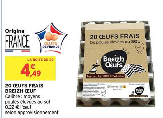 20 ŒUFS FRAIS BREIZH ŒUF