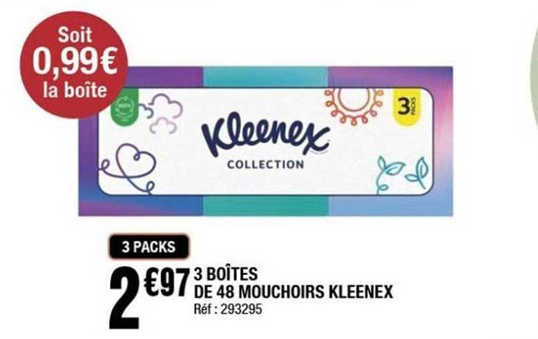 3 BOÎTES DE 48 MOUCHOIRS KLEENEX