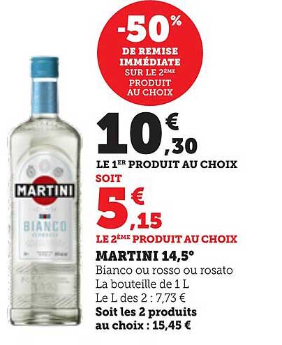 -50% de remise immédiate sur le 2ème produit au choix