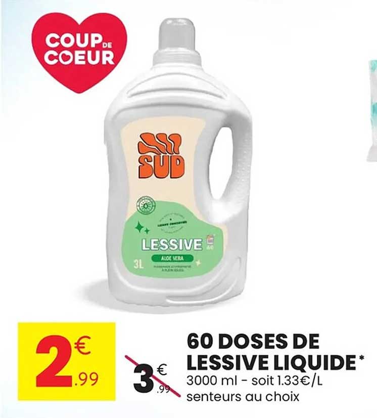 60 DOSES DE LESSIVE LIQUIDE*