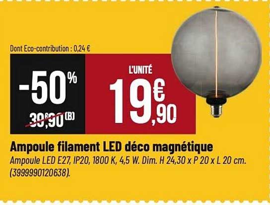 Ampoule filament LED déco magnétique