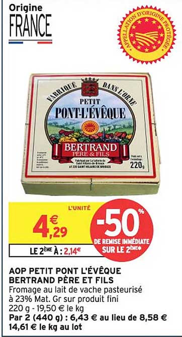 AOP PETIT PONT L'ÉVÊQUE BERTRAND PÈRE ET FILS