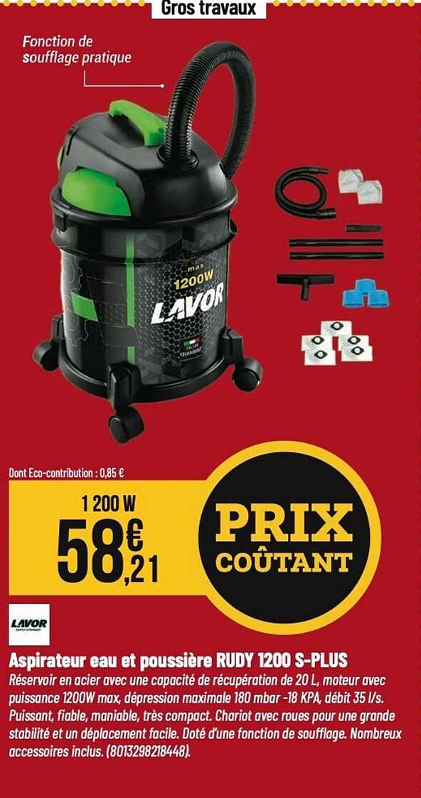 Aspirateur eau et poussière RUDY 1200 S-PLUS