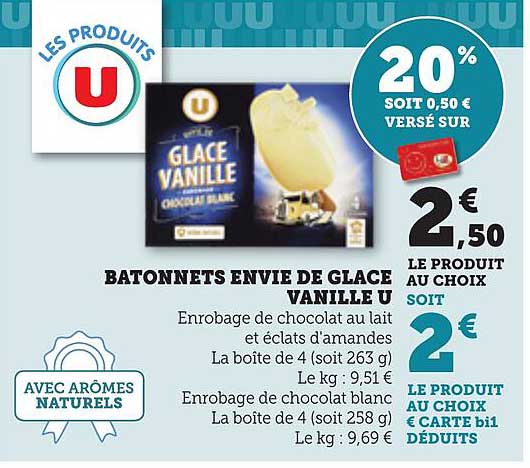 Batonnets envie de glace vanille U