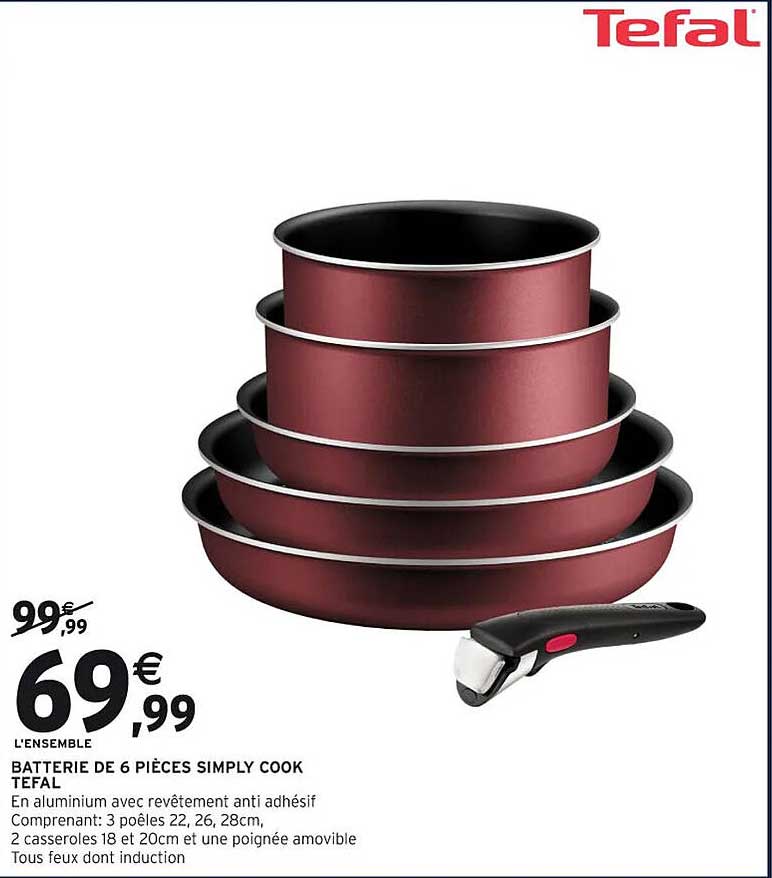 BATTERIE DE 6 PIÈCES SIMPLY COOK TEFAL