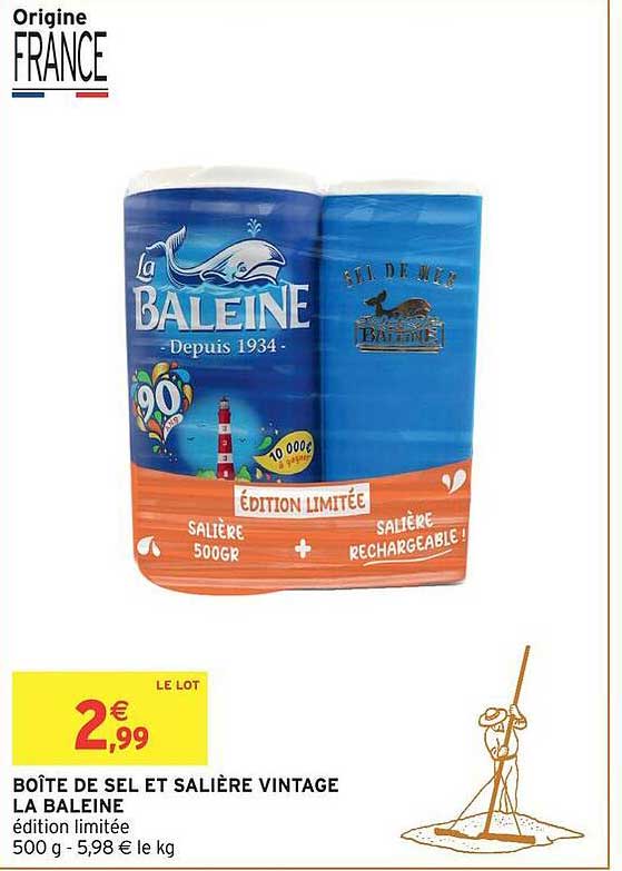 BOÎTE DE SEL ET SALIÈRE VINTAGE LA BALEINE