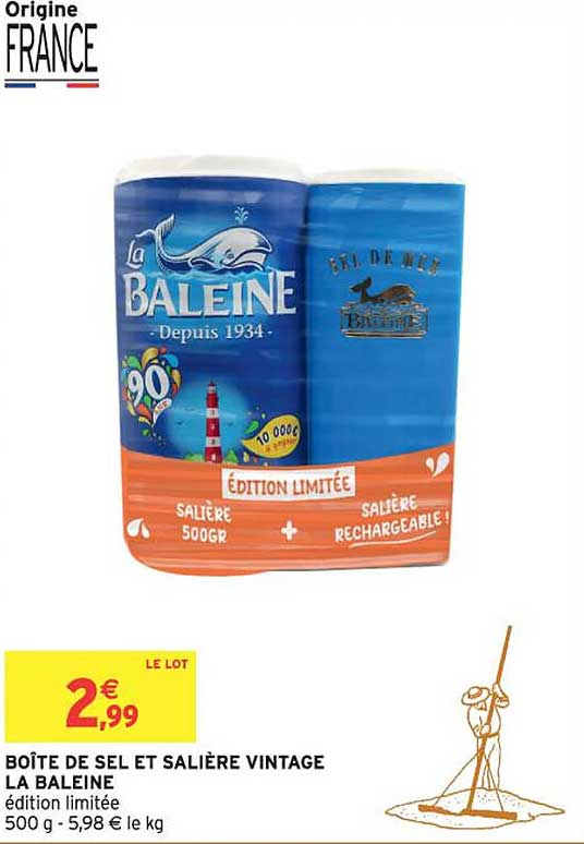 BOÎTE DE SEL ET SALIÈRE VINTAGE LA BALEINE