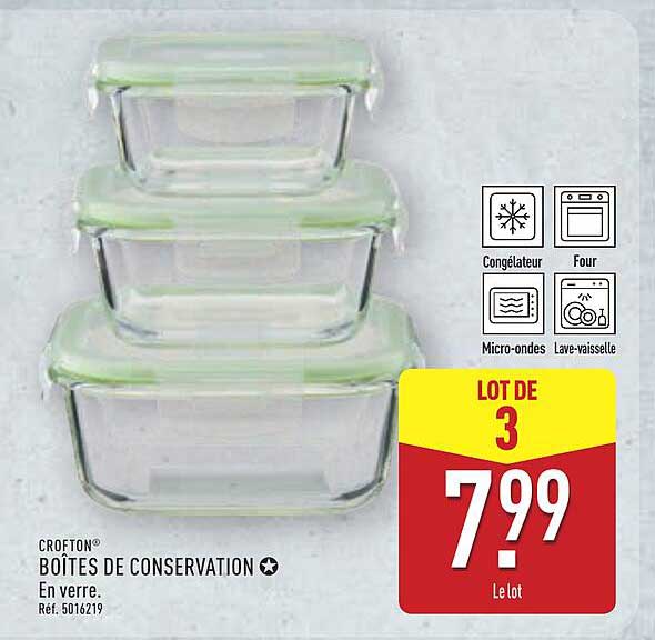 BOÎTES DE CONSERVATION en verre - LOT DE 3