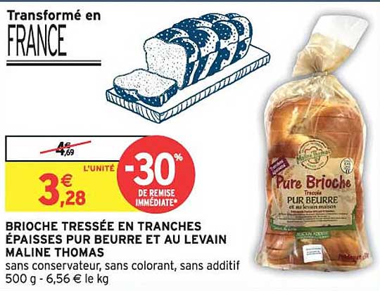 BRIOCHE TRESSÉE EN TRANCHES ÉPAISSES PUR BEURRE ET AU LEVAIN MALINE THOMAS