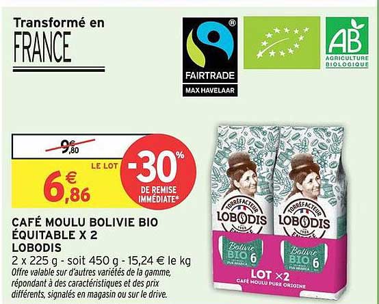 CAFÉ MOULU BOLIVIE BIO ÉQUITABLE X 2 LOBODIS